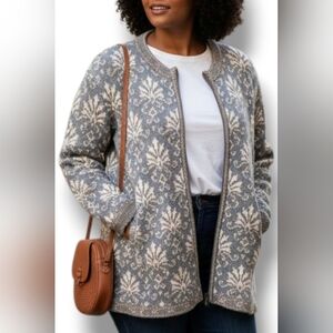 Nordic Traders  Elevated Art-Deco Knit Cardigan Sweater Cotton